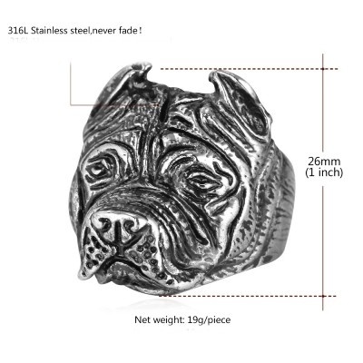 Anel em aço inoxidável Bulldog A-B001