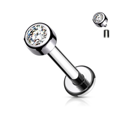 Joia labret de Titânio com engaste de zircónia redonda TIL18