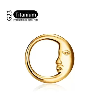 Argola de Titanio com lua para daith, rook, septum TS9001 Argola de Titanio com lua para daith, rook, septum TS9001