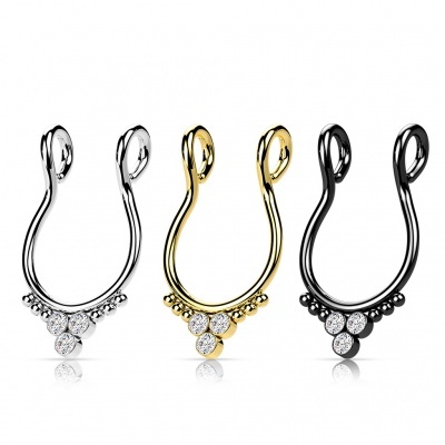 Piercing  falso de aço cirurgico 316L  para septum com desenho tribal SEPF03
