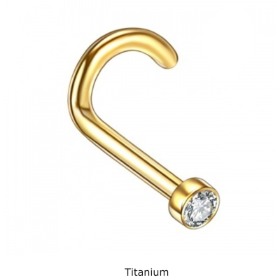 Jóia de Titanio G23 para nariz em espiral e botão com Zircónia T23NO5 Jóia de Titanio G23 para nariz em espiral e botão com Zircónia T23NO5