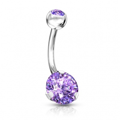 Body piercings - Banana de umbigo aço cirúrgico com 2 cristais - NS05