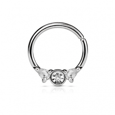Jóia para o septum em aço cirúrgico com  cristais  - SEPS3-01