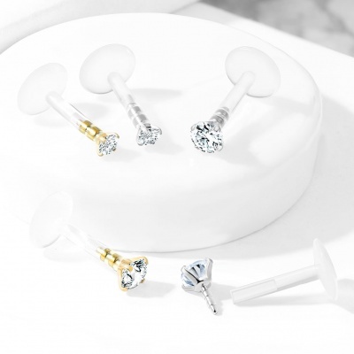 Labret transparente em silicone com cristal - LX09