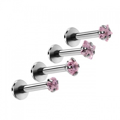 Jóia labret de lábio, cartilagem em aço cirurgico 316L , rosca interna, com cristal  em formas desenho  GO615CH