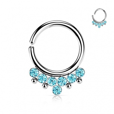 Argola de torcer em aço para septo ou cartilagem com cristais #RXS14
