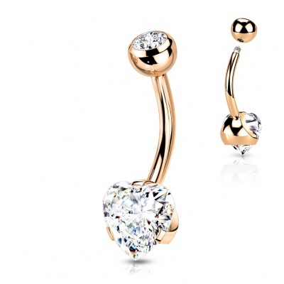 Barra curva aço cirurgico 316L para umbigo, cristal coração NS10