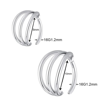 Argola tripla em aço cirurgico com fecho clicker R2234