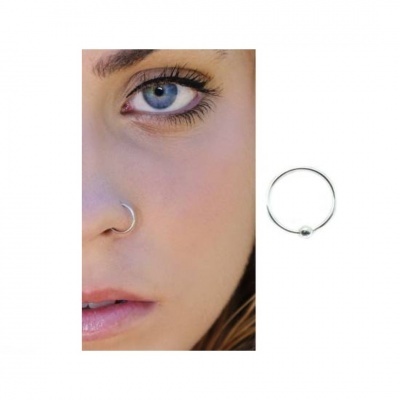 Argola de prata 925 para nariz de torcer com bolinha #APNB