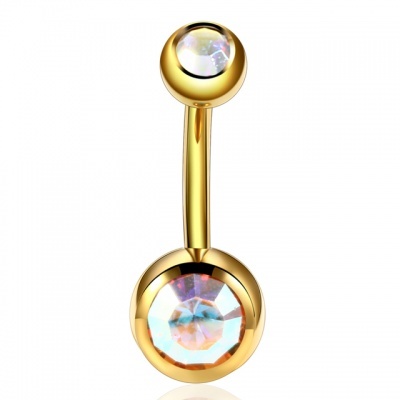 Jóia de Titânio para umbigo com 2 Zircónias T23N04G