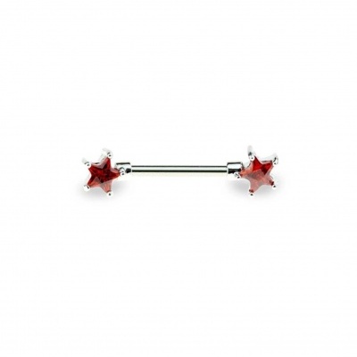 Barra de aço cirurgico 316L para piercing de mamilo com estrela de cristal JB1003
