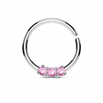 Jóia para o septum em aço cirúrgico com 3 cristais  - SEP3-17