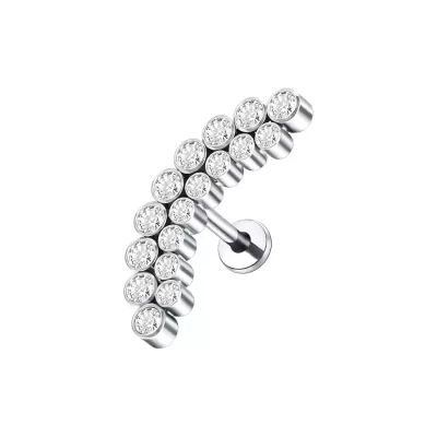 Joia labret de Titanio com formação em arco 2 filas de micro zirconias TC072