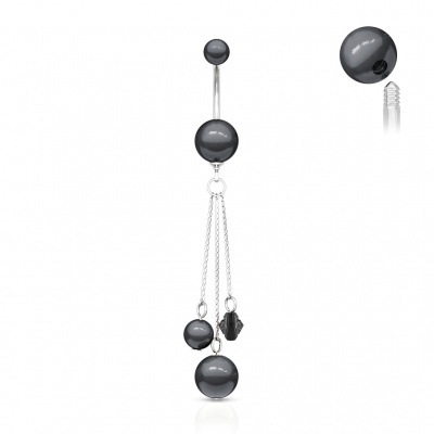 Barra curva - Banana de umbigo aço cirúrgico pendente pérola - NSQ-2188