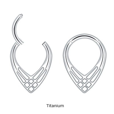 Joia de titanio argola em forma de gota fecho click TF705