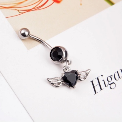 Piercing para umbigo em aço Cirúrgico 316L com coração  NHW01