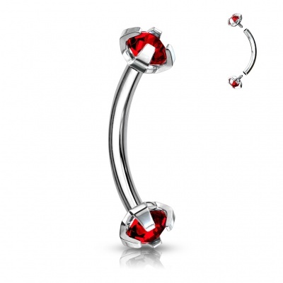 Barra curva- Banana de  aço cirúrgico com  cristal  - CSB4-1608 rosca interna