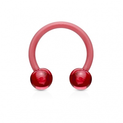 Argola aberta: ferradura em silicone e bolas de acrílico - HXA