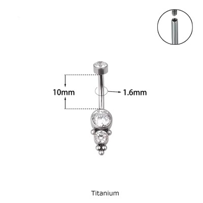 Joia de Titanio para umbigo com 3 zircónias TN23200