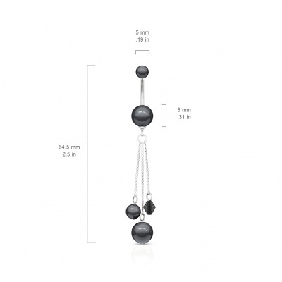 Barra curva - Banana de umbigo aço cirúrgico pendente pérola - NSQ-2188