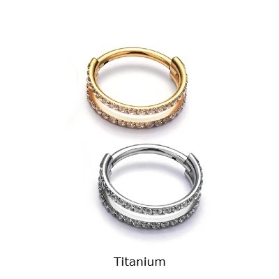 Argola dupla de Titânio com 2 filas de zircónias TF626