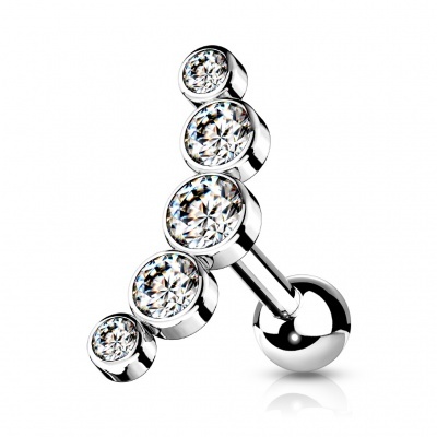 Barra  de  aço cirúrgico 316L com 5 cristal forma curva - JA1071