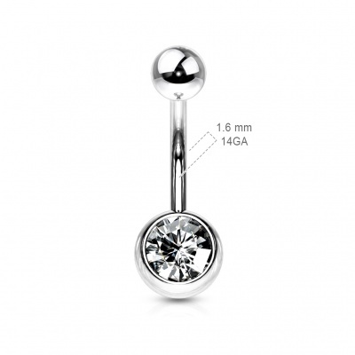Joia de piercing para umbigo aço cirúrgico com cristal -  NS03