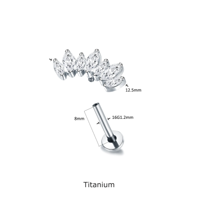 Joia labret de Titanio 7 zircónias TC060 Joia labret de Titanio 7 zircónias TC060