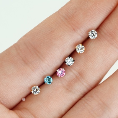 Pack 7 body piercings em L - NARIZ - aço cirúrgico com cristal colorido VG-NOL-02