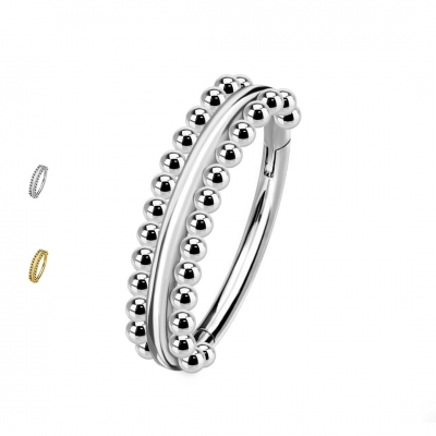 Argola de aço cirurgico 2 filas de micro bolas PY-077 Argola de aço cirurgico 2 filas de micro bolas PY-077