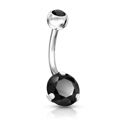 Body piercings - Banana de umbigo aço cirúrgico com 2 cristais - NS05