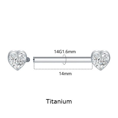 Joia de Titânio para mamilo com coração de zircónia TR028