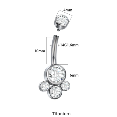 Joia para umbigo em Titanio e zircónias TN019 Joia para umbigo em Titanio e zircónias TN019