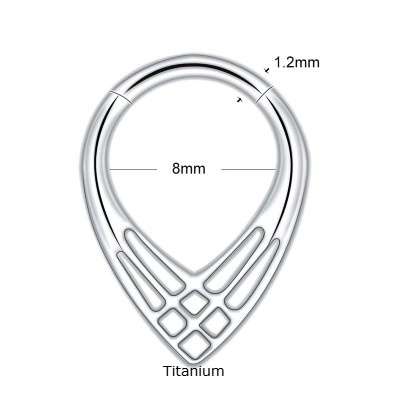 Joia de titanio argola em forma de gota fecho click TF705 Joia de titanio argola em forma de gota fecho click TF705