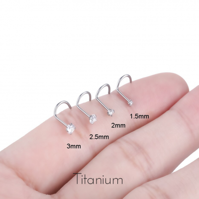 Jóia de Titânio G23 espiral com zircónia para nariz TB011