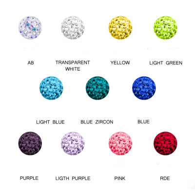 Jóia de piercing em aço cirurgico para umbigo com duas bolas multicristais cobertas com resina PD-003