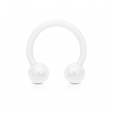 Argola aberta: ferradura em silicone e bolas de acrílico - HXA