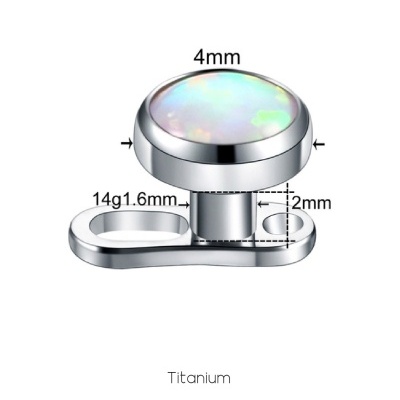 Joia de Titânio microdermal base e topo com opala T1512
