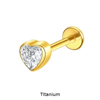 Joia labret de Titanio e zirconia coração TC367 Joia labret de Titanio e zirconia coração TC367