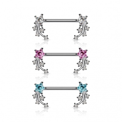 Barra de mamilo em aço cirurgico 316L com estrela cadente K20857