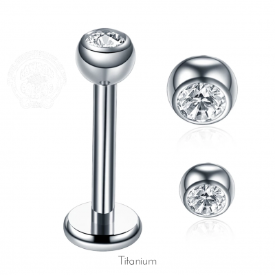 Jóia (labret) de Titânio G23 com bola e zircónia TL101 Jóia (labret) de Titânio G23 com bola e zircónia TL101