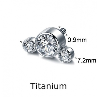 Jóia - labret de Titânio  com 3 zirconias TP107