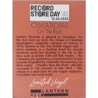 Cimarons – On The Rock Vinyl, LP, Album, Record Store Day, Reissue, Stereo