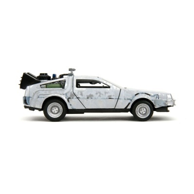 Carro Back to the Future Hollywood Rides Diecast Model 1/32 DeLorean Time Machine Frost
