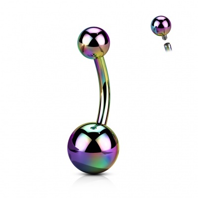 Joia básica de Titanio (banana) para umbigo com revestimento cor TIN01T Joia básica de Titanio (banana) para umbigo com revestimento cor TIN01T