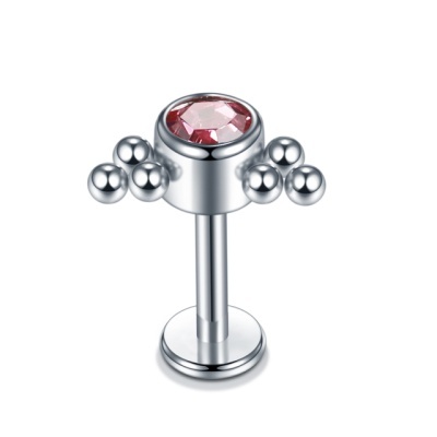 Joia labret de Aço com zircónia e micro bolas S1205