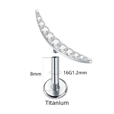 Labret de Titanio com formação de 9 micro zirconias em curva TC084