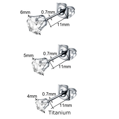 Par de brincos em Titanio com engaste de zirconia redonda TE0056 Par de brincos em Titanio com engaste de zirconia redonda TE0056