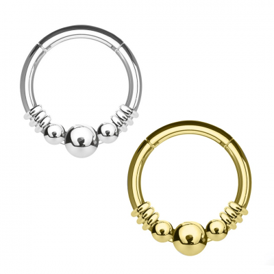 Argola aço cirurgico com bolinhas para cartilagem PY-069