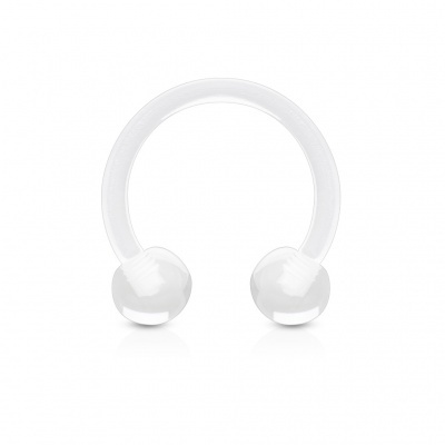 Argola aberta: ferradura em silicone e bolas de acrílico - HXA